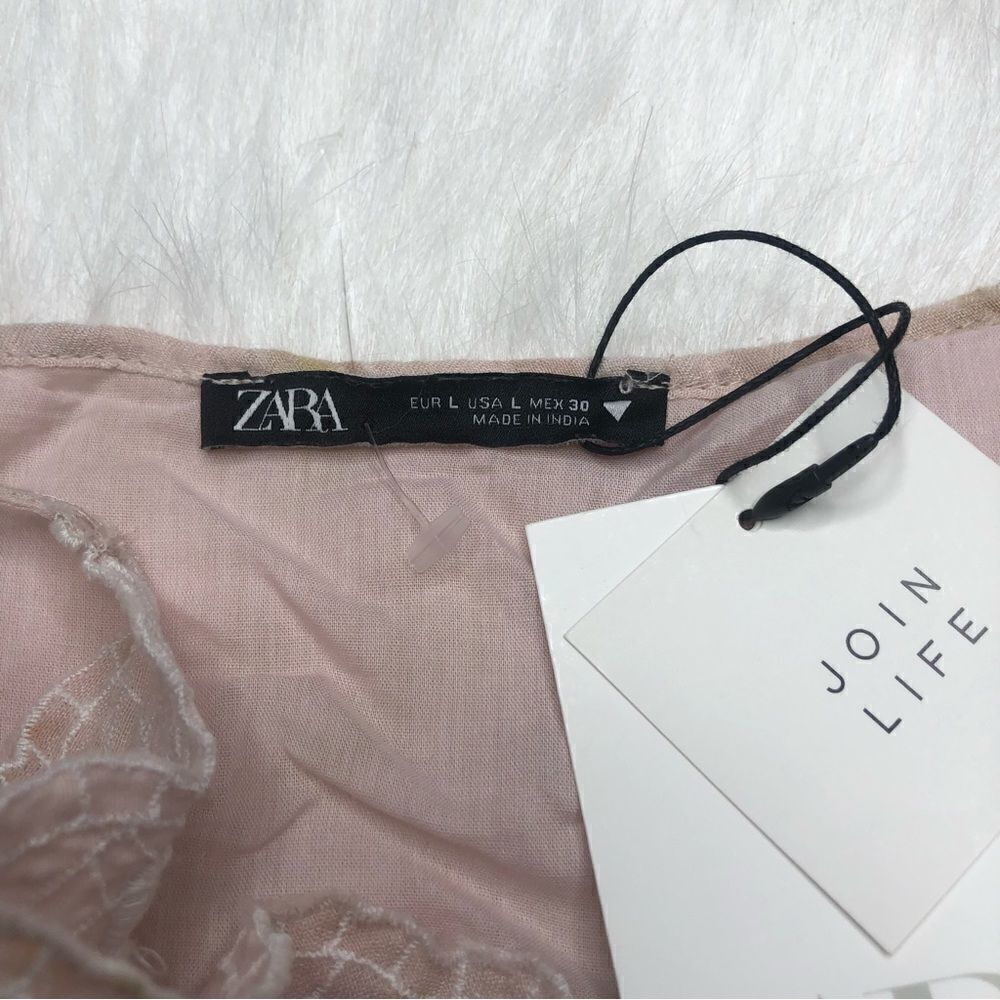 Zara NWT Women’s Pink Embroidered Tie Dye Sleeveless Boho Cami Crop Top Size L - Picture 11 of 12